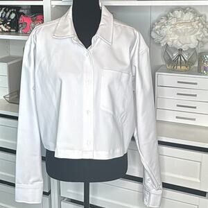 Good American White Cropped Shirt Size 4 (XL). White.